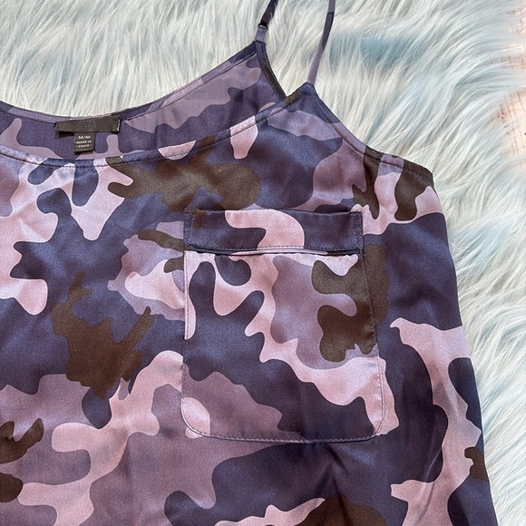 ATM Anthony Thomas Melillo Blue Camo Silk Satin Pocket Tank Top sz M - Picture 5 of 11